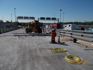 Expansion joint assembly placement looking east