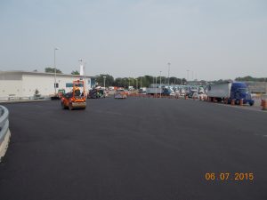 Plaza stage 1 asphalt paving looking east